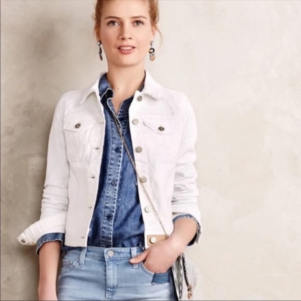 Anthro Pilcro & the Letterpress White Jean Jacket
